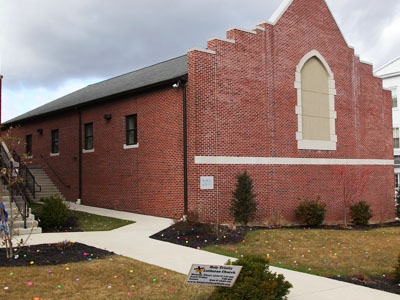 Front view of church